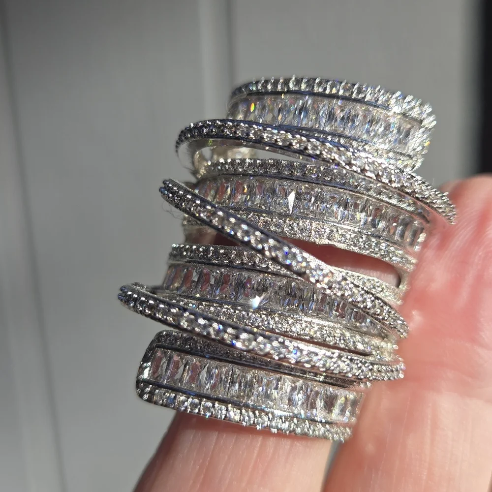 Sterling S925 silver Zircon & Topaz finger cuff sz10 - Picture 13 of 13